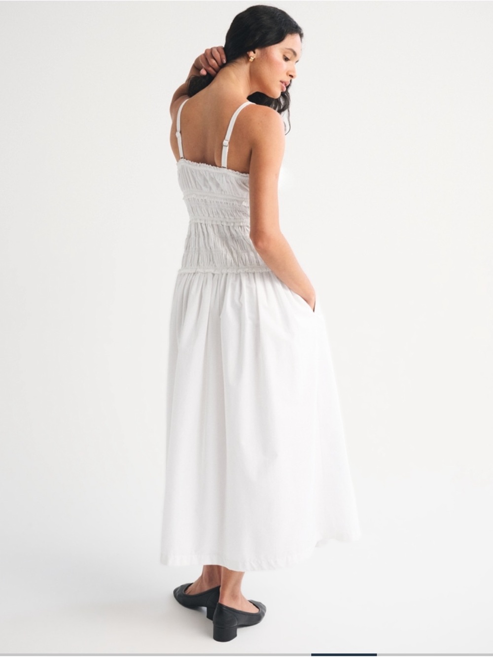 Abercrombie & Fitch White Smocked Maxi Dress - Picture 6 of 7